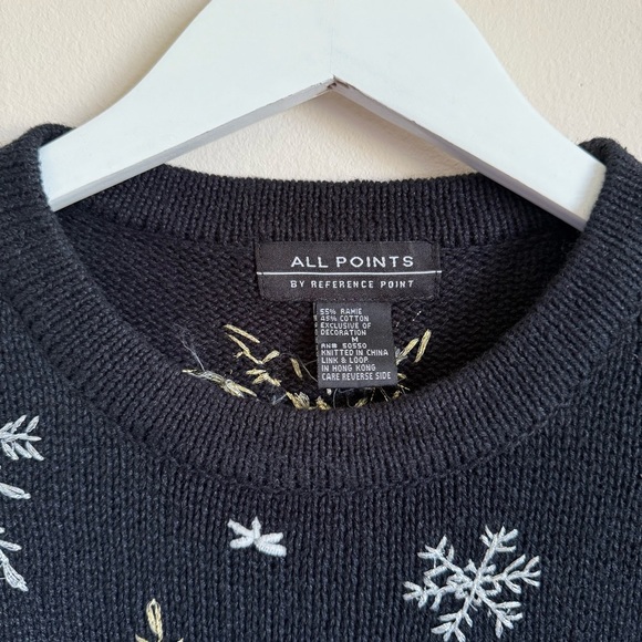 All Points By Reference Point Women’s Black Christmas Snowman Sweater M - Picture 4 of 6